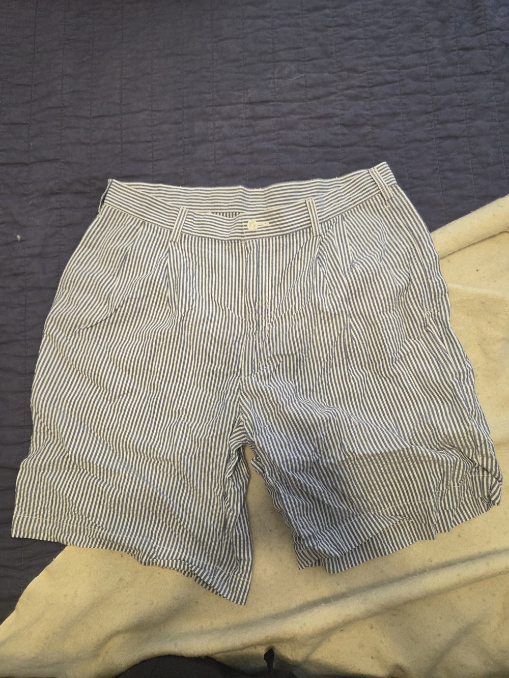 Jos. A. Bank Navy and White Striped Seersucker Shorts